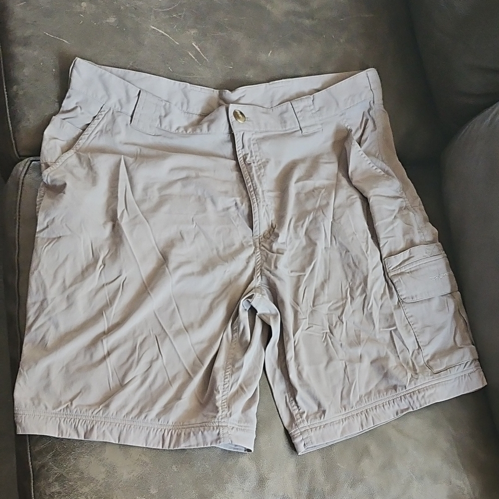 Exofficio Lightweight Cargo Nylon Spandex Beige Tan Shorts 36